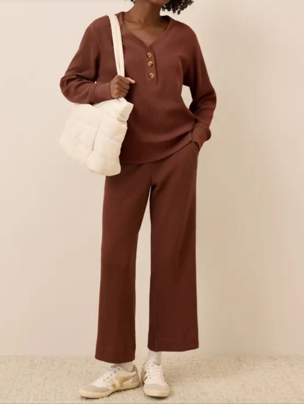 Organic Cotton Waffle Knit Lounge Set,  Pact, Womens Medium